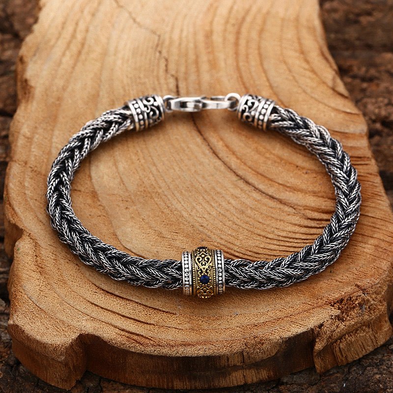 Bracelet Homme Guerrier Nordique Argent et Zircon - Biloria