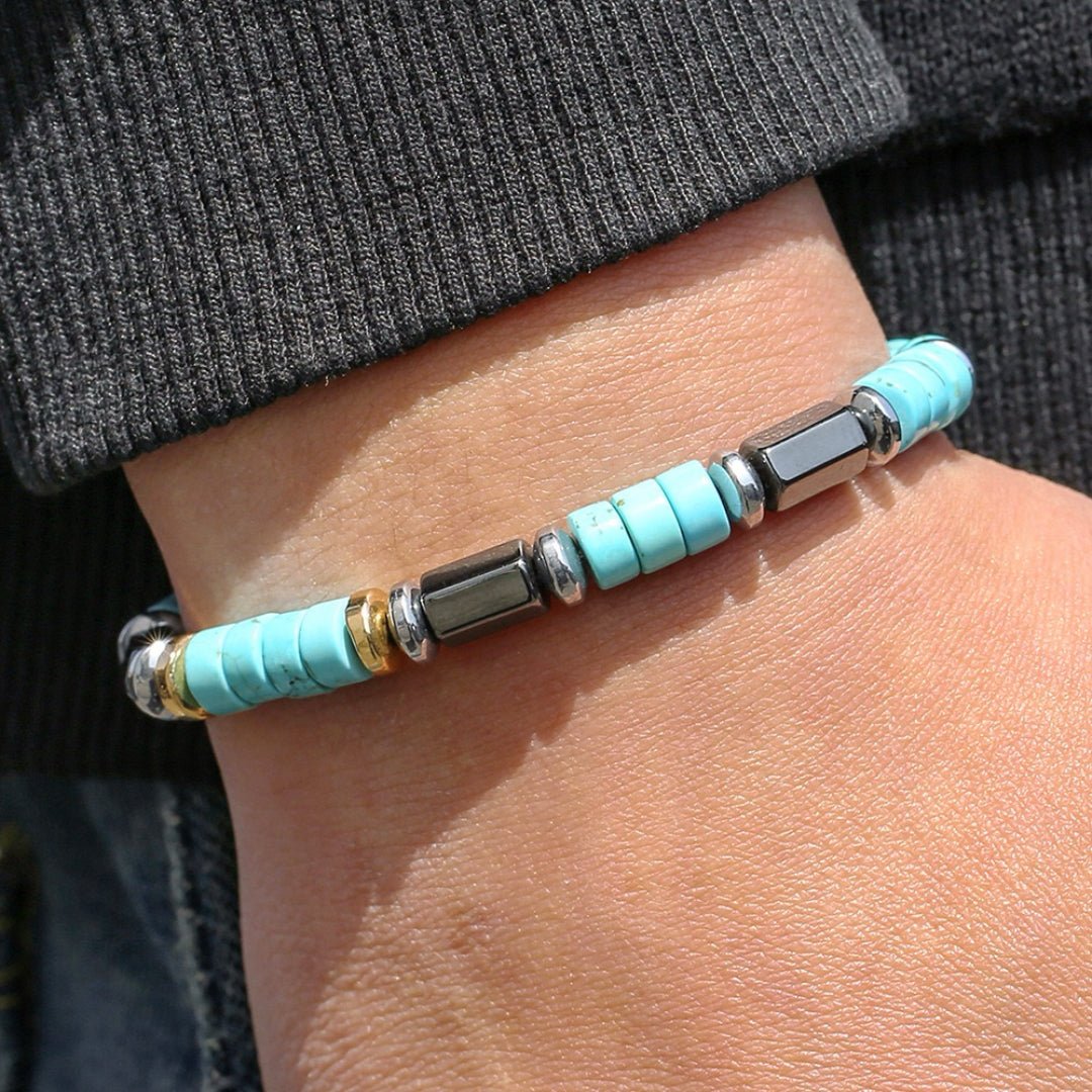 Bracelet Homme Hématite et Turquoise – Énergie et Sérénité - Biloria