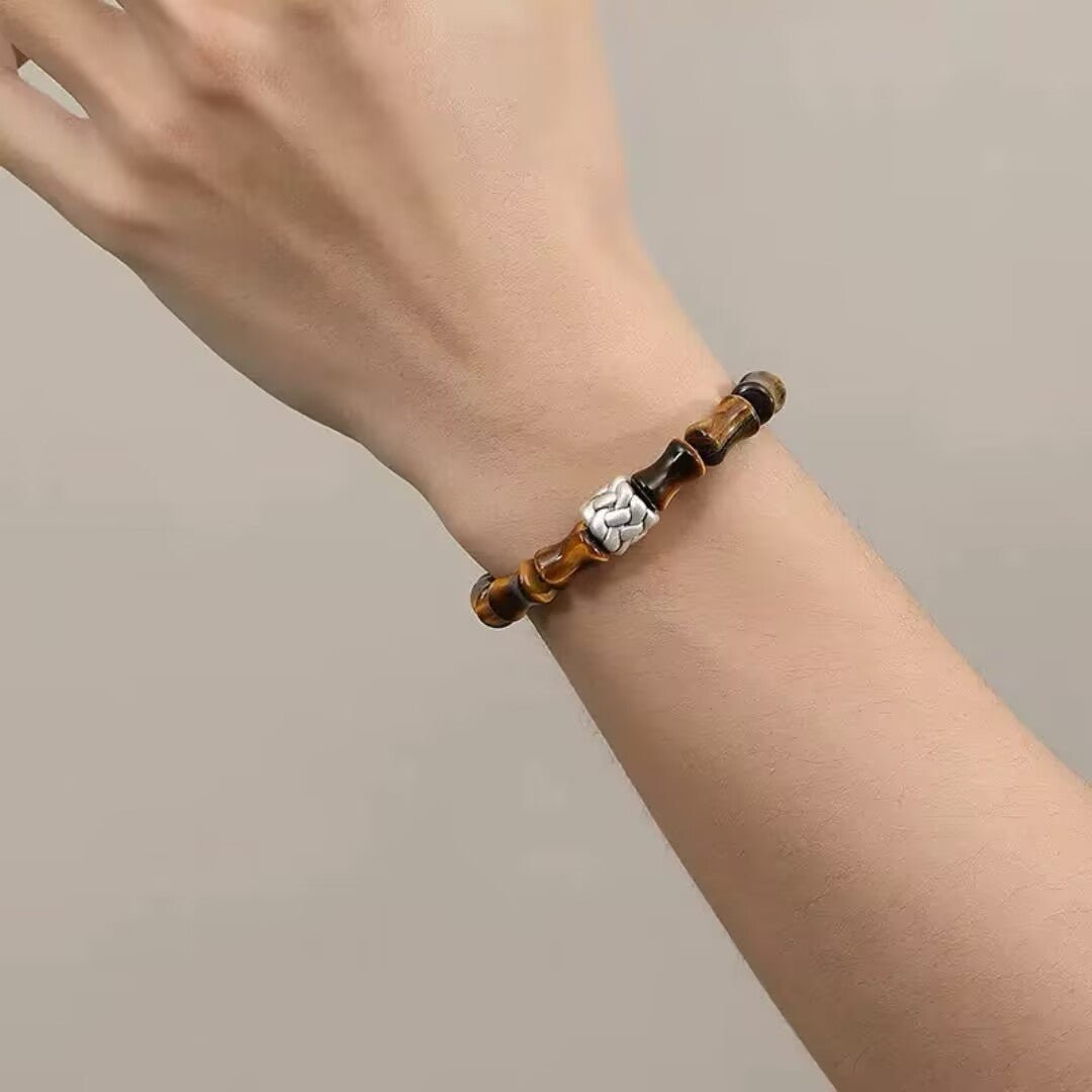 Bracelet Homme Œil de Tigre Bambou – Force et Protection - Biloria