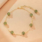 Bracelet Jade Harmonie Dorée – Argent Plaqué Or 14K - Biloria