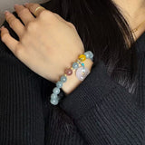 Bracelet Jade Vert et Blanc 8mm - Fait Main - Biloria