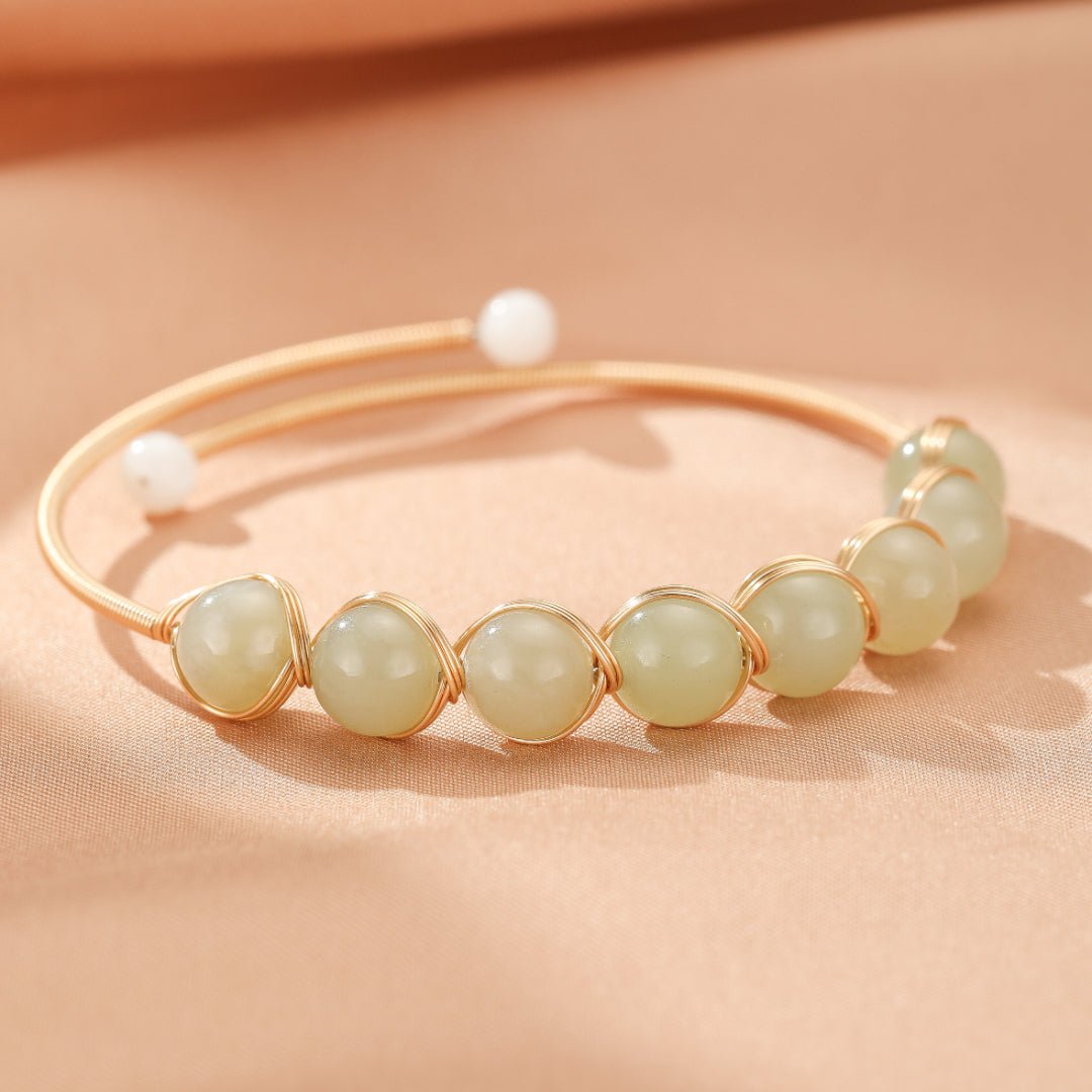 Bracelet Jade Vert et Perle - Harmonie Céleste - Biloria