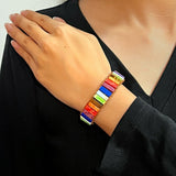 Bracelet Jaspe Chakras en Pierres Rectangulaires - Cadeau Bien-Être - Biloria