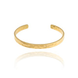 Bracelet Jonc Acier Inoxydable Doré Martelé - Bijou Énergie Solaire - Biloria