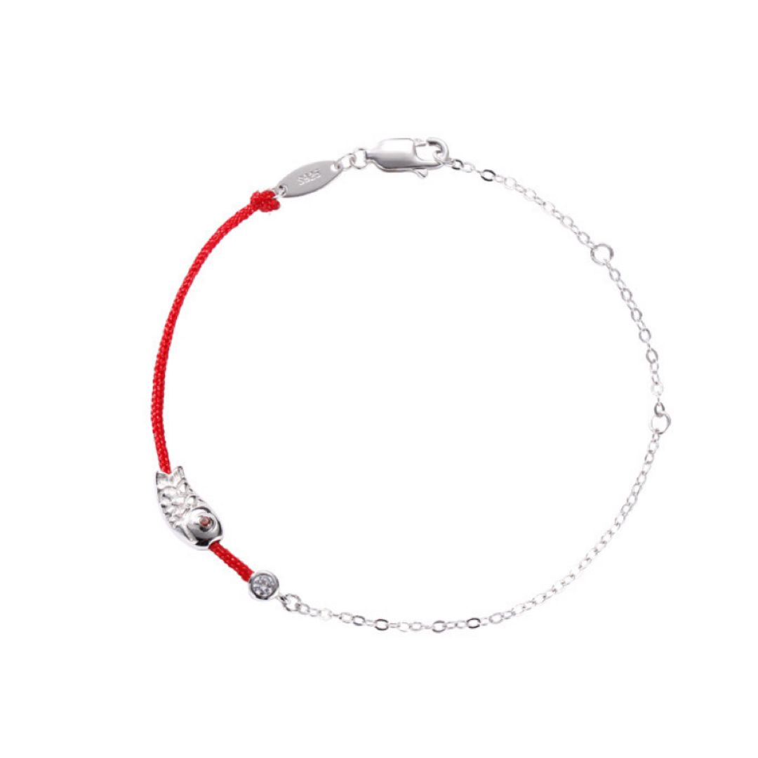Bracelet Koï Rouge Porte-Bonheur en Argent 925 - Biloria