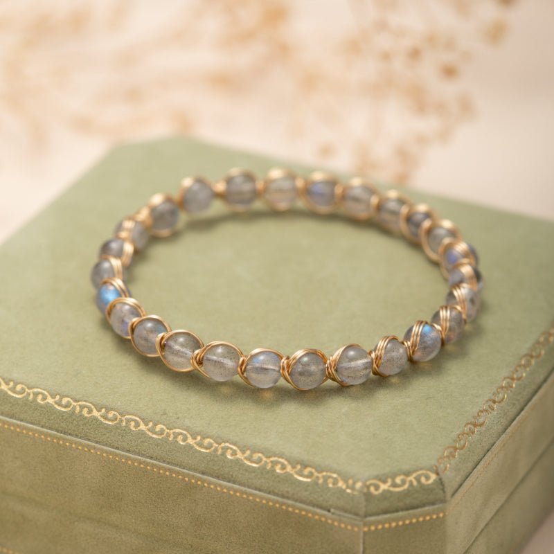 Bracelet Labradorite Argent Plaqué Or - Protection Énergétique - Biloria