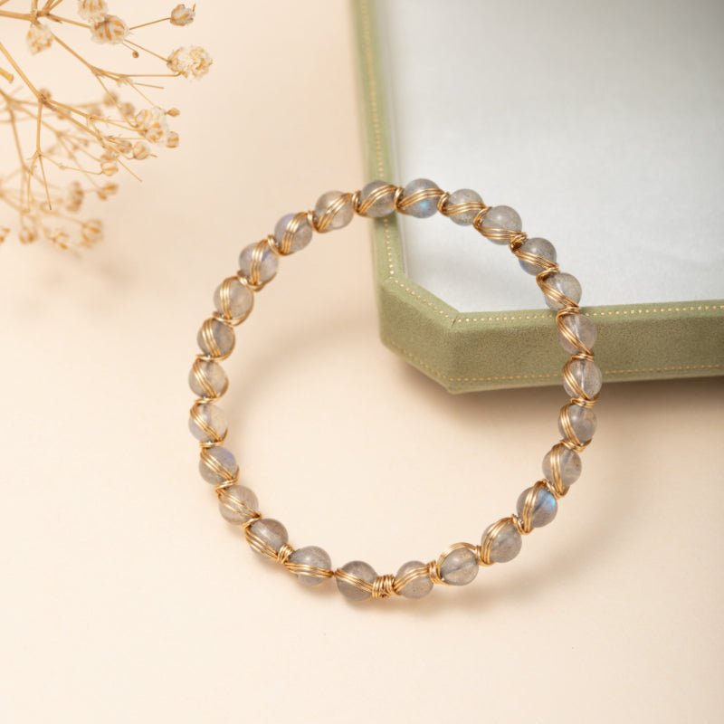 Bracelet Labradorite Argent Plaqué Or - Protection Énergétique - Biloria