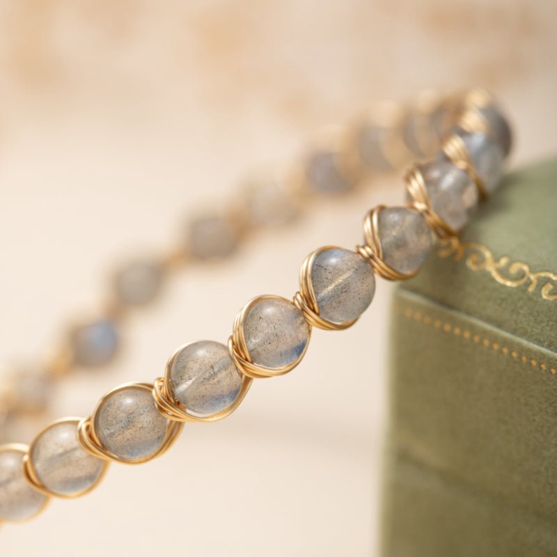 Bracelet Labradorite Argent Plaqué Or - Protection Énergétique - Biloria