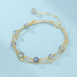 Bracelet Labradorite Laiton Plaqué Or 14K - Biloria