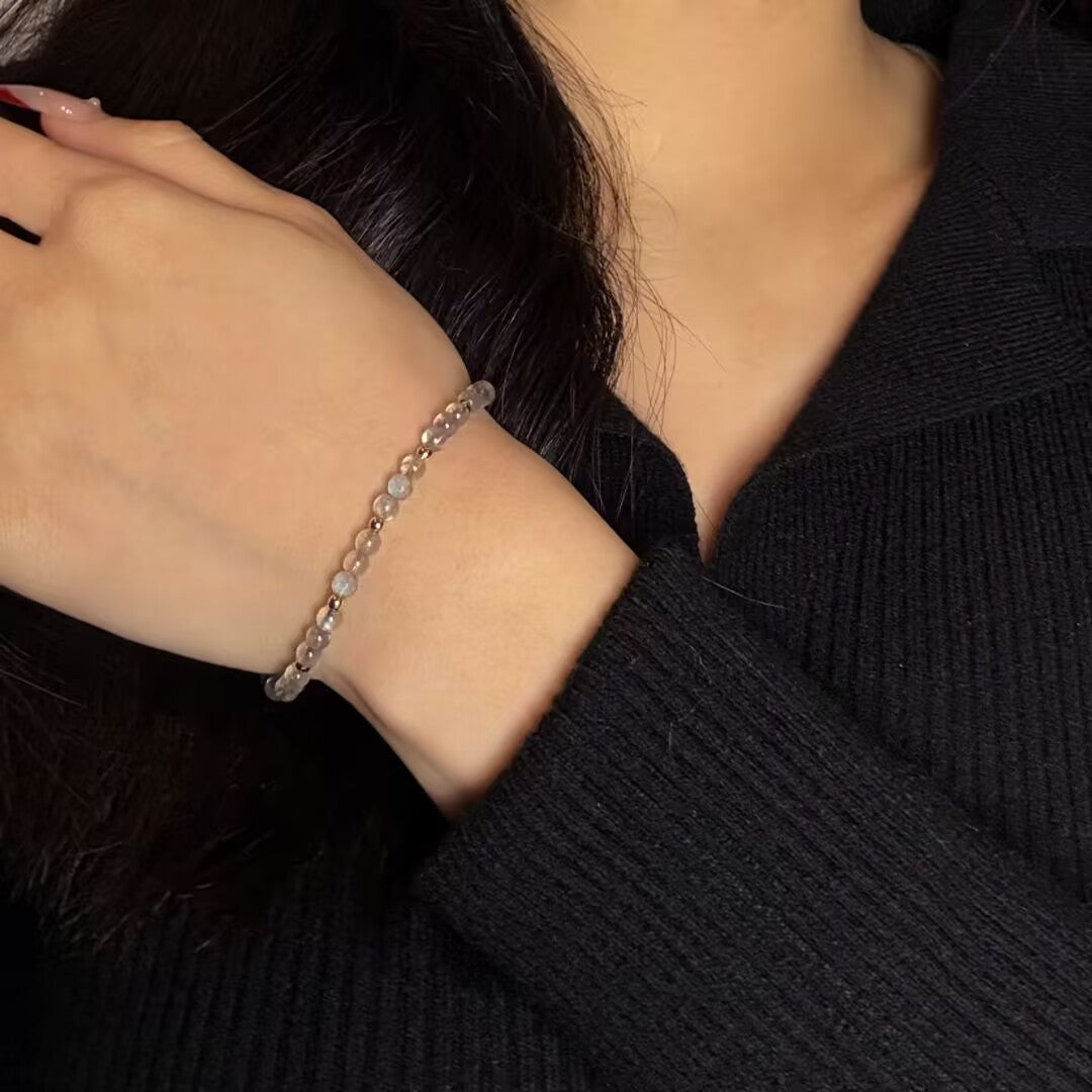 Bracelet Labradorite Laiton Plaqué Or 14K Protection Intuition - Biloria