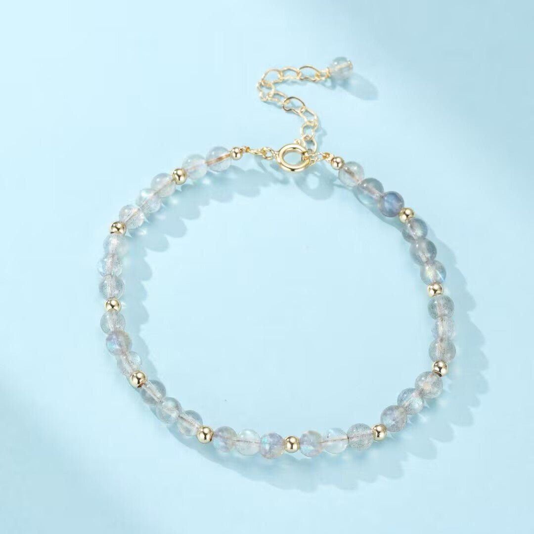 Bracelet Labradorite Laiton Plaqué Or 14K Protection Intuition - Biloria