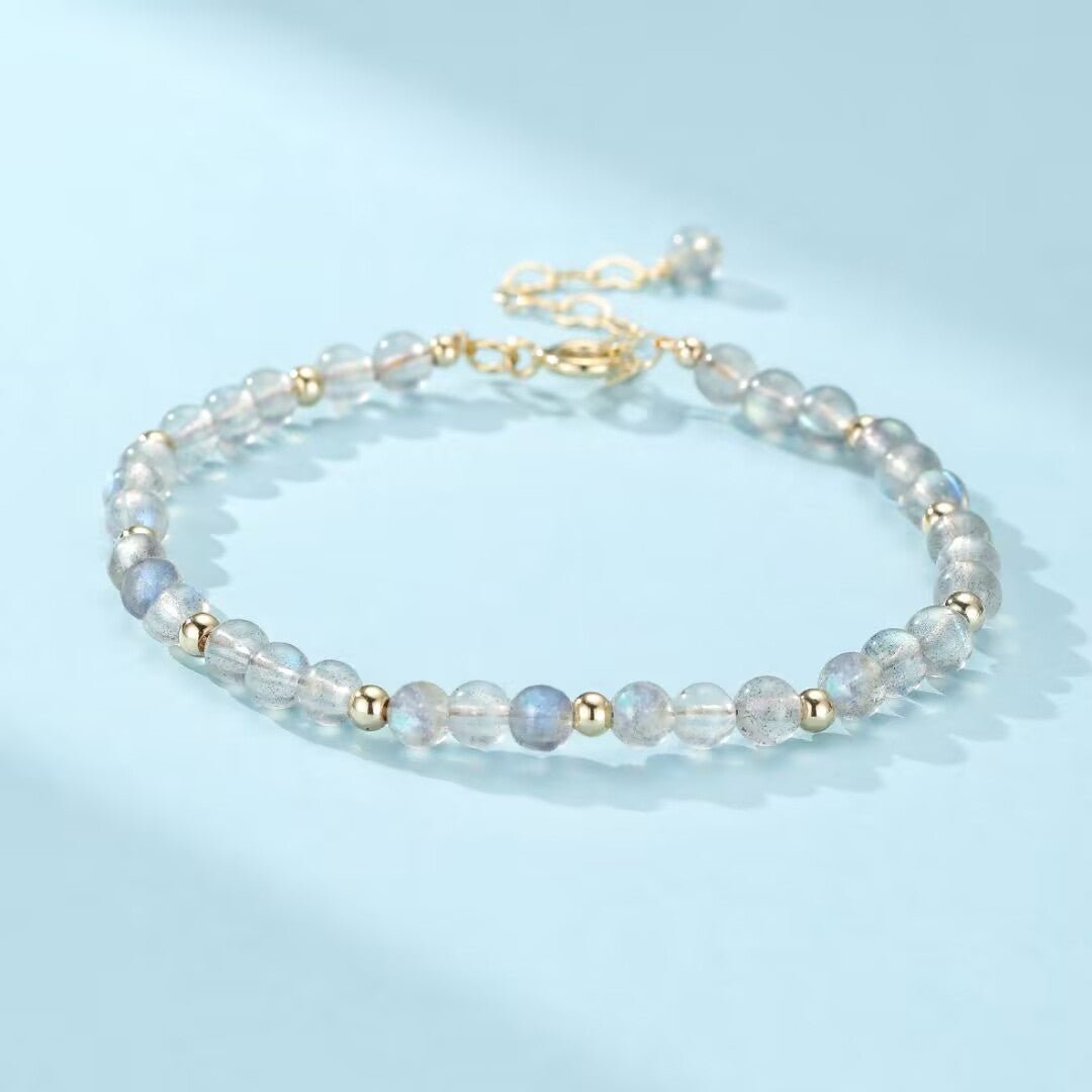 Bracelet Labradorite Laiton Plaqué Or 14K Protection Intuition - Biloria