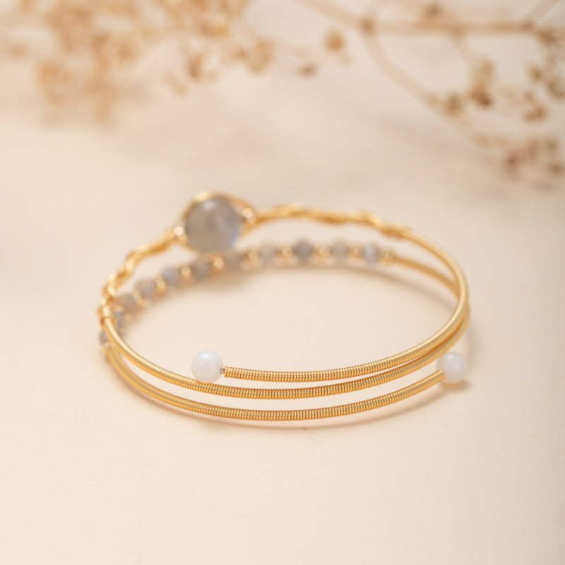 Bracelet Labradorite Plaqué Or – Bijou Déco Tendance Bureau - Biloria