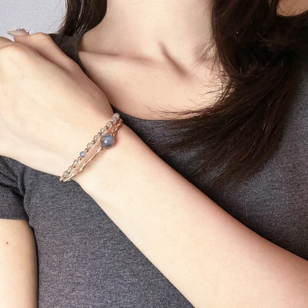 Bracelet Labradorite Plaqué Or – Bijou Déco Tendance Bureau - Biloria