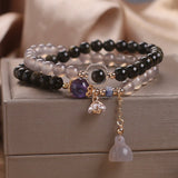 Bracelet Lotus Agate Obsidienne Double Tour Décoration Intérieure - Biloria