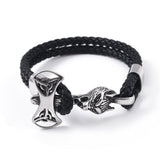 Bracelet Loup Cuir Noir Homme – Symbole Celtique - Biloria