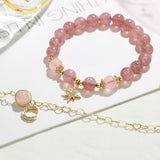 Bracelet Lune et Étoile Quartz Fraise Finesse – Bijou Feng Shui - Biloria