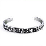 Bracelet Manchette Viking Runes Nordiques Acier - Biloria