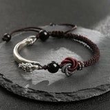 Bracelet Obsidienne Mandala Homme Argent 925 Protection - Biloria