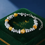 Bracelet Œil de Tigre et Acier Homme - Bijou Géométrique - Biloria