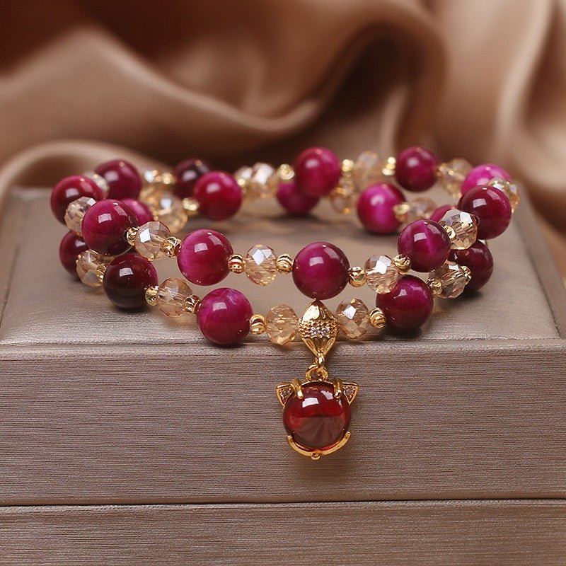 Bracelet Œil de Tigre et Charme Renard pour le Bien-être - Biloria