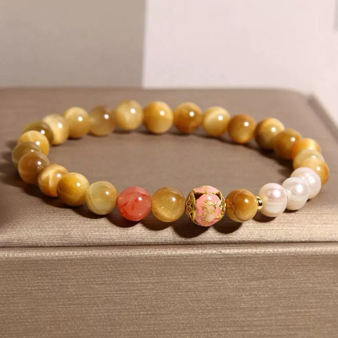 Bracelet Œil de Tigre et Perles fait main – Protection et élégance - Biloria