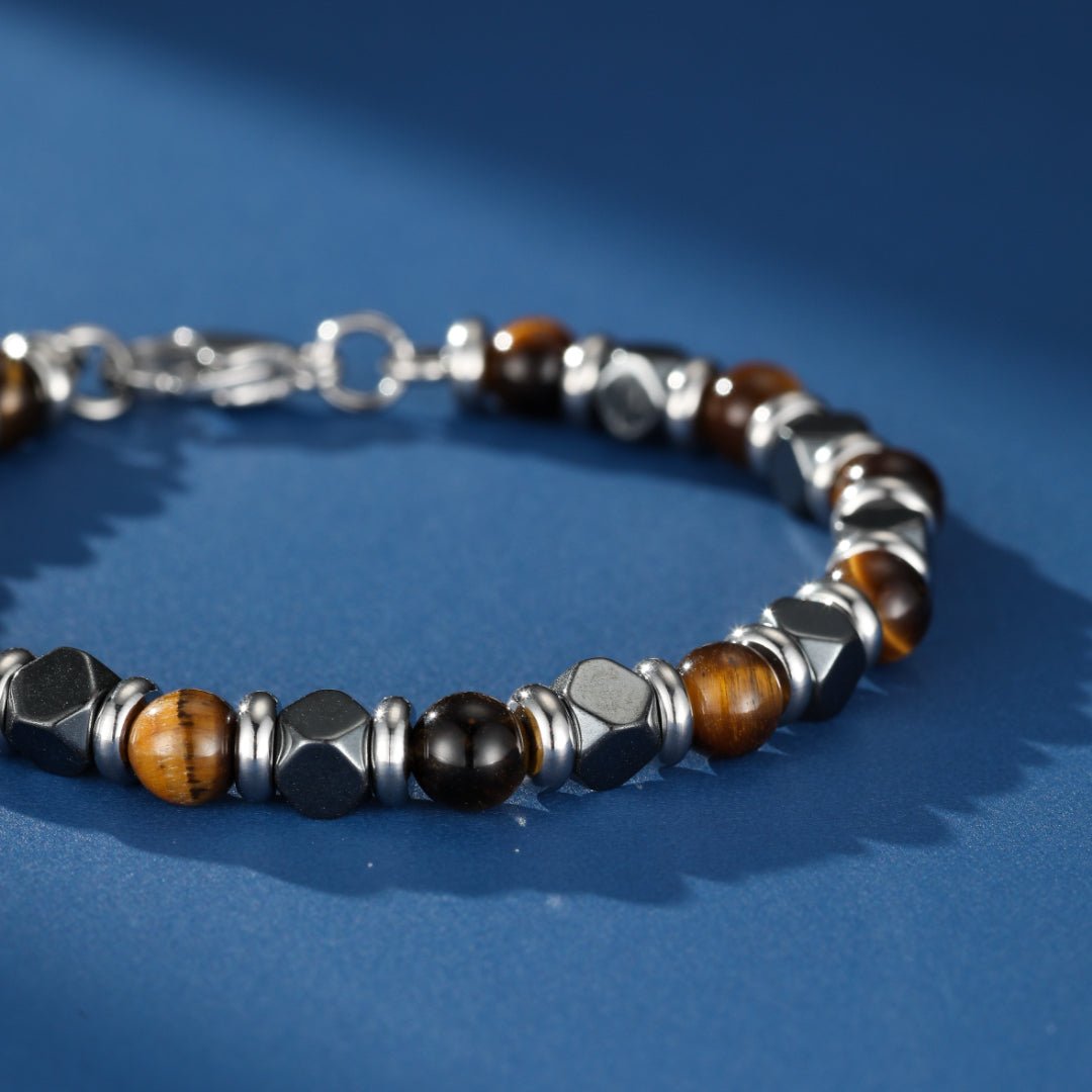 Bracelet Œil de Tigre Hématite Homme – Protection et Style - Biloria