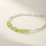 Bracelet Péridot Onde Végétale en Argent 925 – Bijou Nature - Biloria