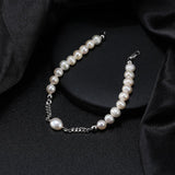 Bracelet Perle Homme Argent Plaqué Or 20,5 cm Cadeau - Biloria