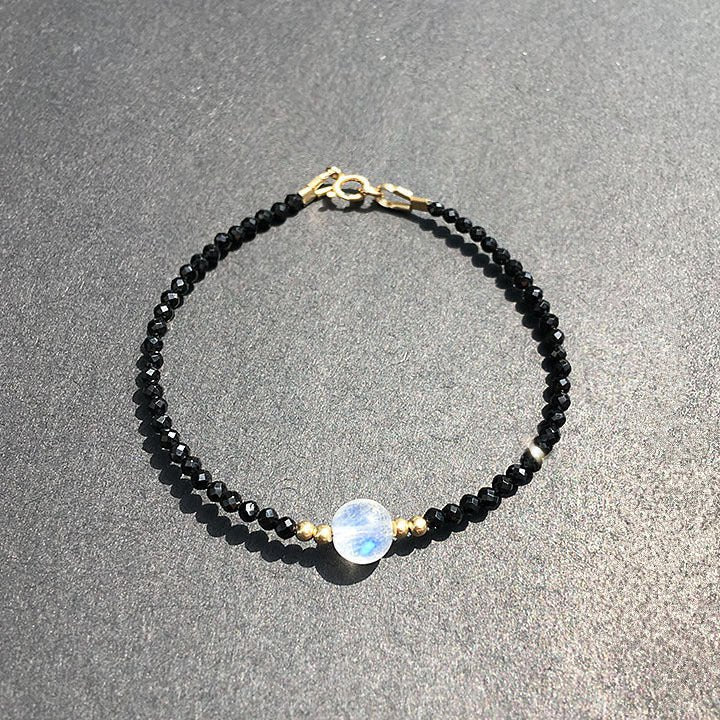 Bracelet Pierre de Lune et Spinelle – Lumière Intérieure, Plaqué Or - Biloria