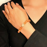Bracelet Pierre de Soleil, Quartz Rose et Nacre – Douceur Lumineuse - Biloria