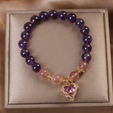 Bracelet pierres Améthyste et Quartz Fraise pour nouveau départ - Biloria