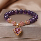 Bracelet pierres Améthyste et Quartz Fraise pour nouveau départ - Biloria