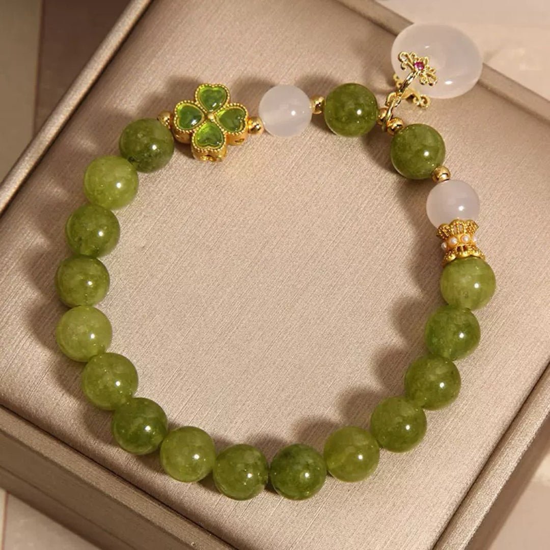 Bracelet porte-bonheur en Tourmaline Verte et Jade - Biloria