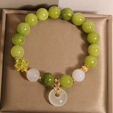 Bracelet porte-bonheur en Tourmaline Verte et Jade - Biloria