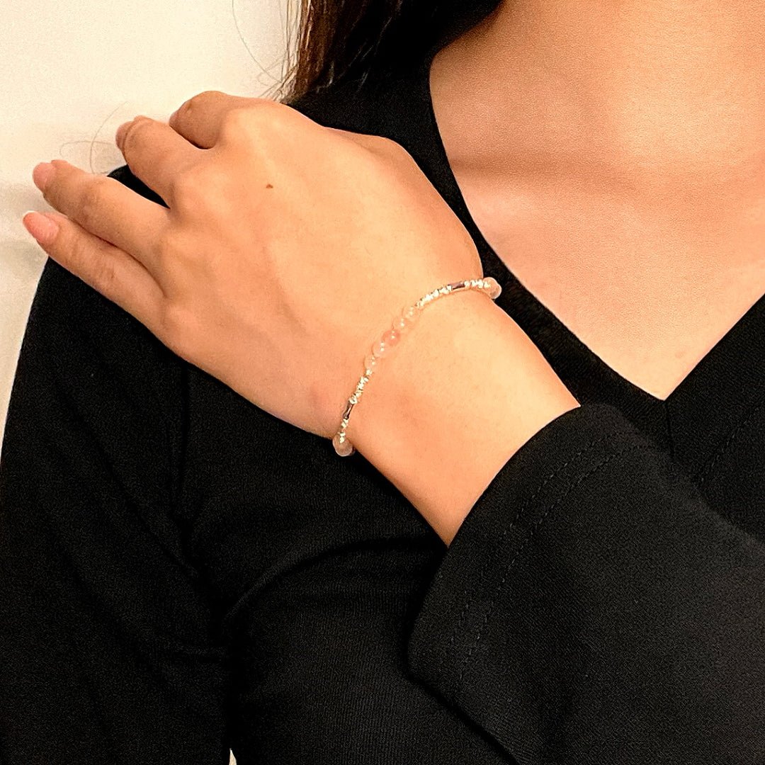 Bracelet Quartz Rose Ajustable – Amour de Soi et Harmonie - Biloria