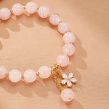 Bracelet Quartz Rose et Fleur Dorée – Bijou Féminin - Biloria