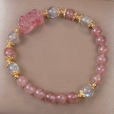 Bracelet Quartz Rose Labradorite PiXiu Protection Feng Shui - Biloria