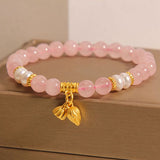 Bracelet Quartz Rose Lotus 8 mm – Ajustable 14-16 cm - Biloria