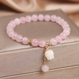 Bracelet Quartz Rose Tulipe - Bijou Cœur et Amour - Biloria