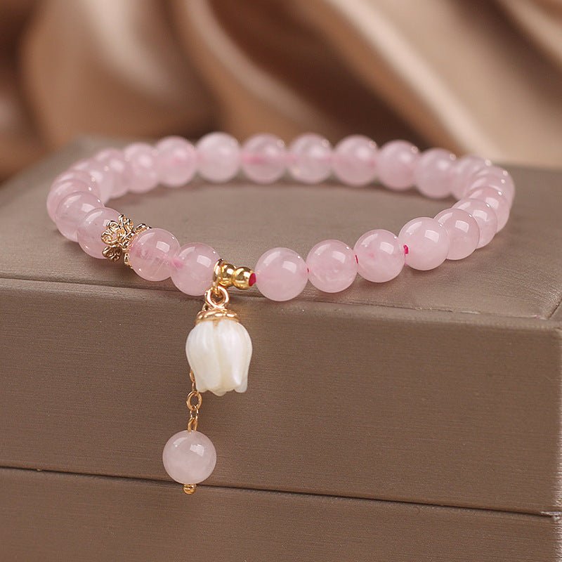 Bracelet Quartz Rose Tulipe - Bijou Cœur et Amour - Biloria