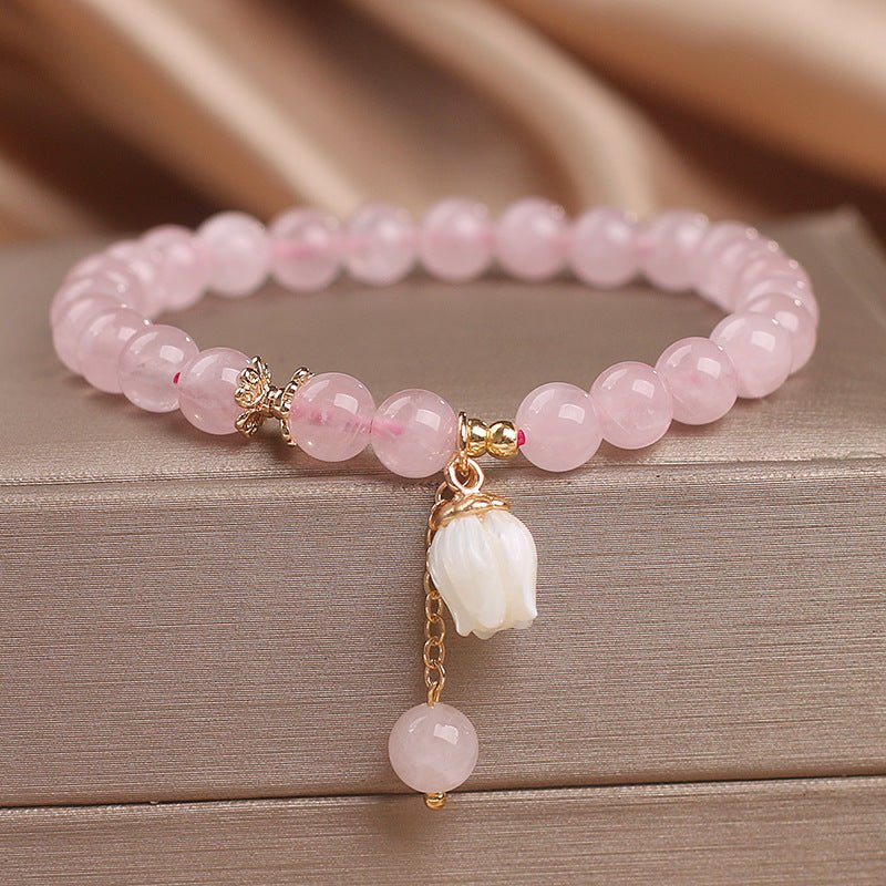Bracelet Quartz Rose Tulipe - Bijou Cœur et Amour - Biloria