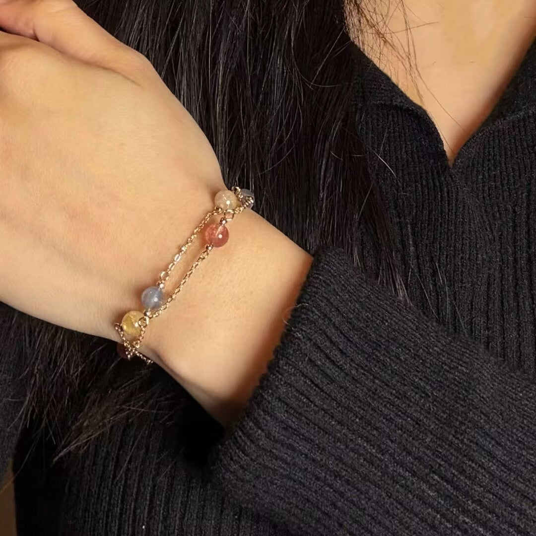 Bracelet spirituel Labradorite Quartz Fraise Citrine - Biloria
