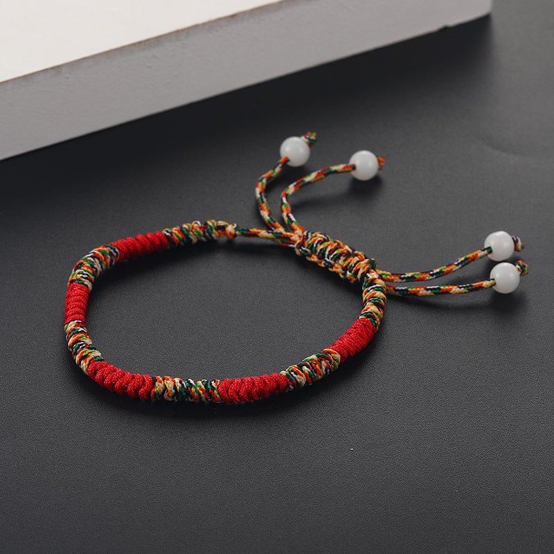 Bracelet Tibétain Tressé Rouge et Jaune – Porte-Bonheur Spirituel - Biloria