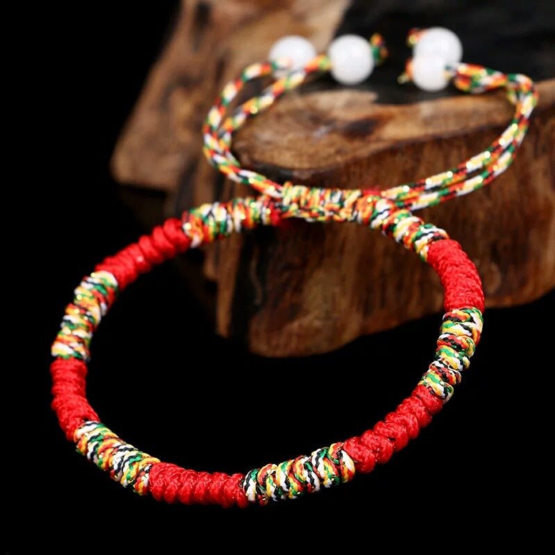 Bracelet Tibétain Tressé Rouge et Jaune – Porte-Bonheur Spirituel - Biloria