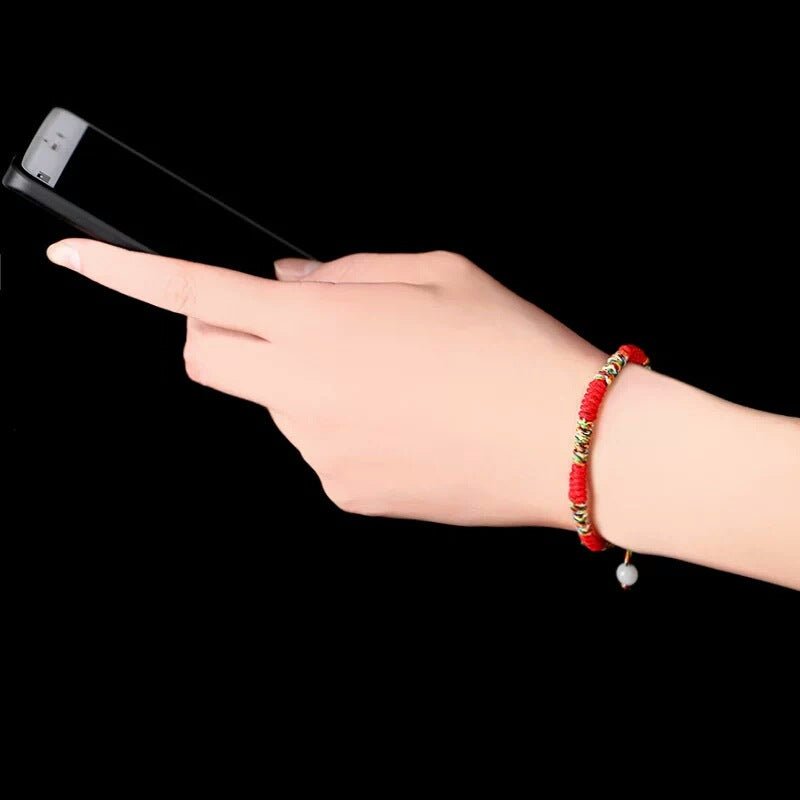 Bracelet Tibétain Tressé Rouge et Jaune – Porte-Bonheur Spirituel - Biloria