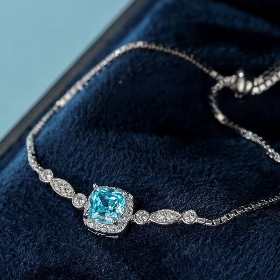 Bracelet Topaze Bleue Étoile Océans Argent 925 - Biloria