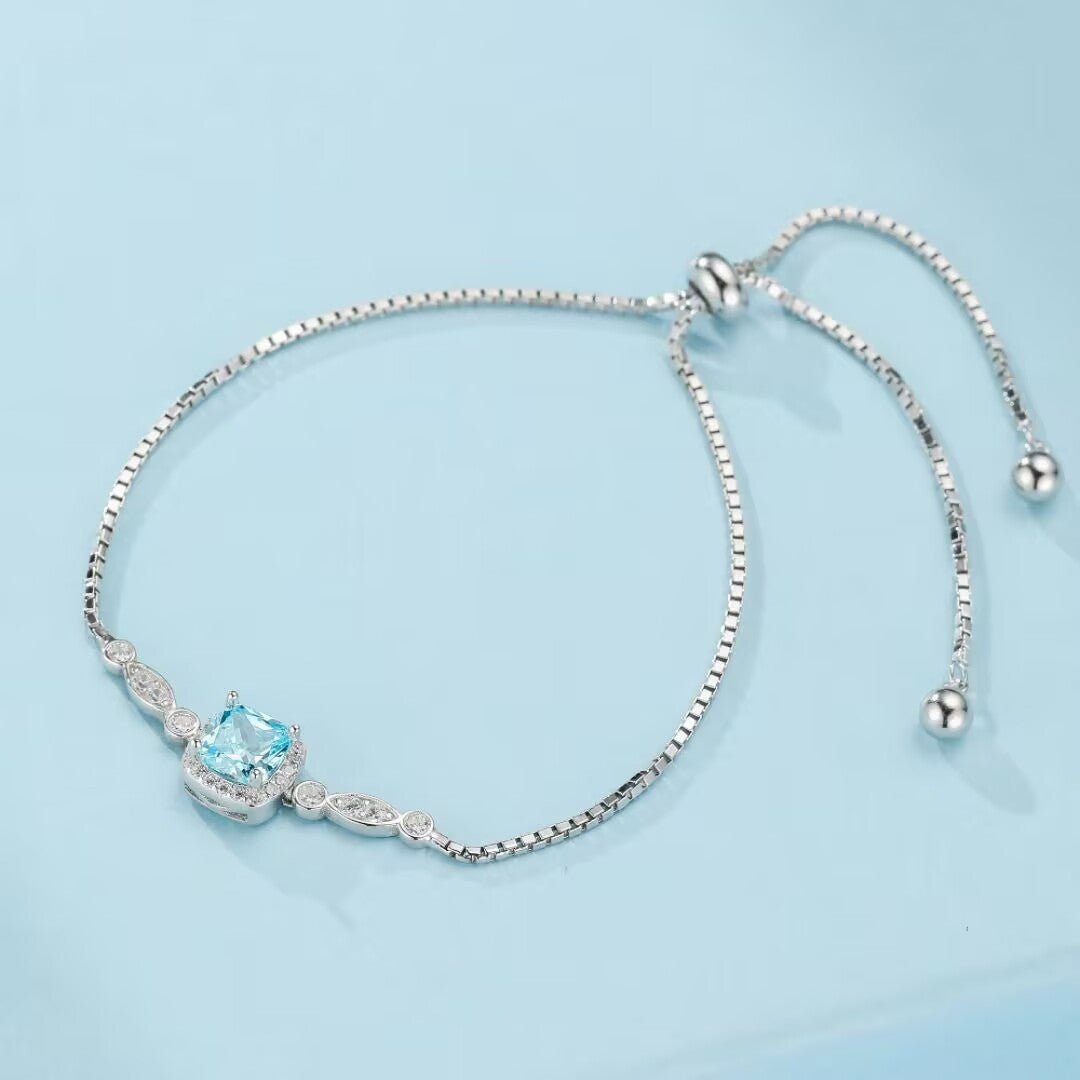 Bracelet Topaze Bleue Étoile Océans Argent 925 - Biloria