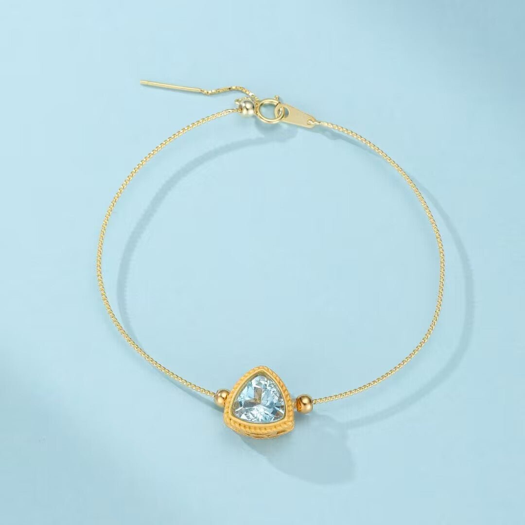 Bracelet Topaze Bleue Trilogie Céleste Argent Plaqué Or - Biloria