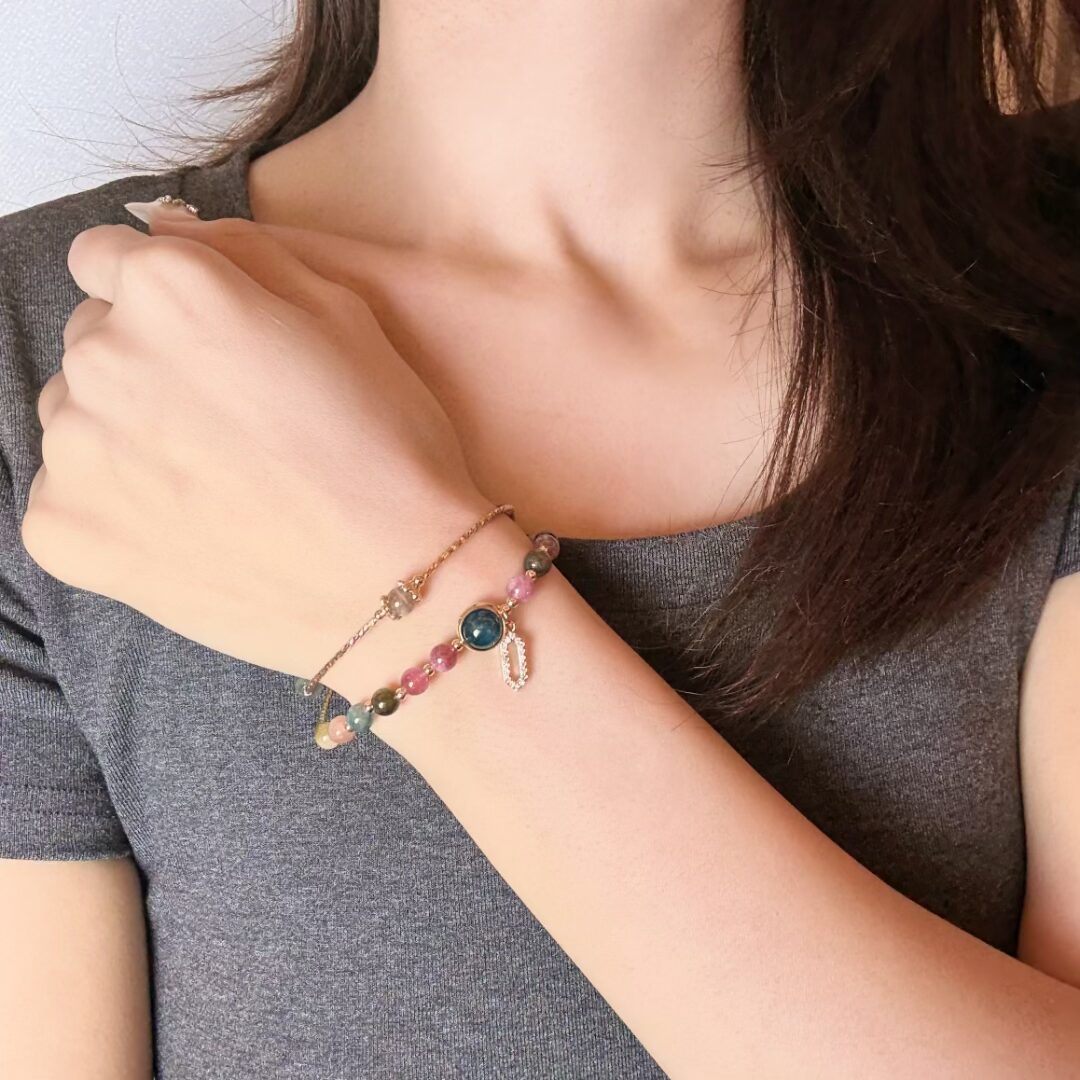 Bracelet Tourmaline Deux Tours Fait Main – Bijou Artisanal Protecteur - Biloria